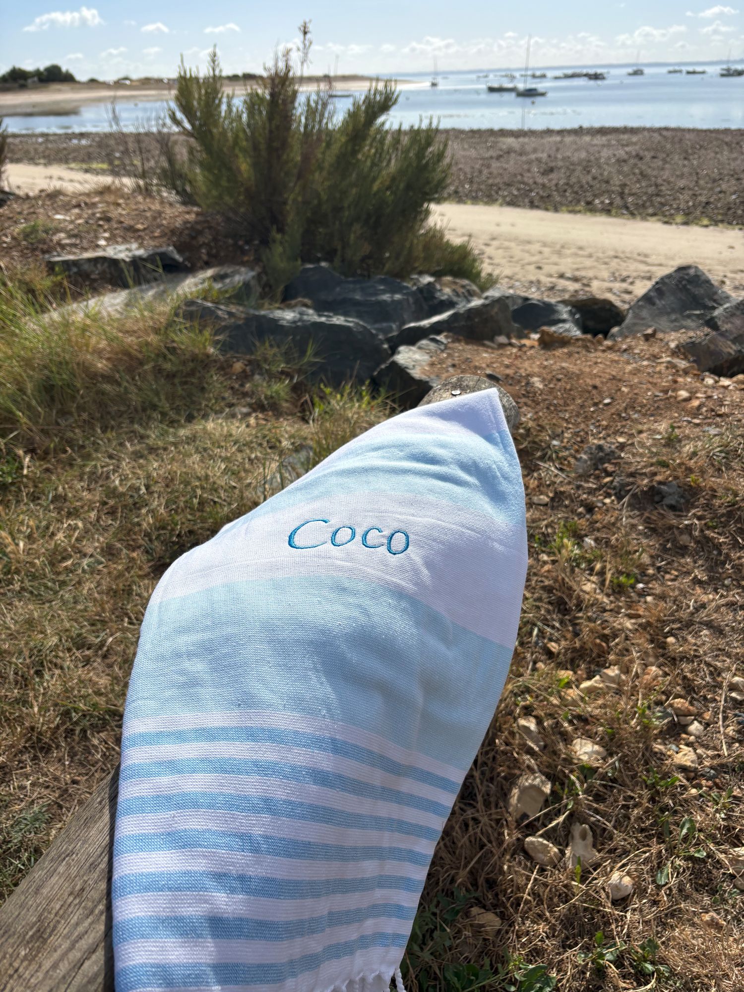 AMBIANCE BRODERIE FIDJI Fouta doublée éponge Fidji – Image 2