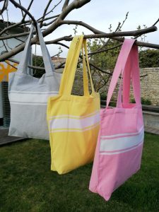Tote bag Fouta bande blanche