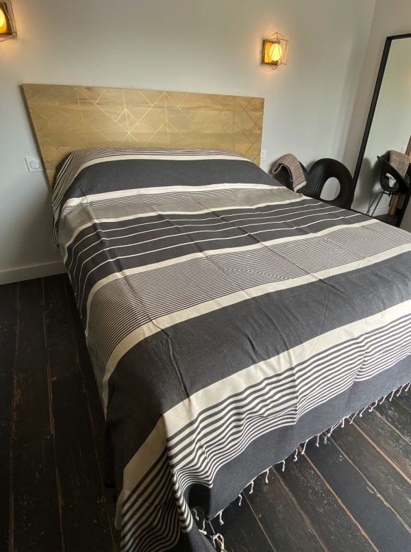 Jeté XXL rayé anthracite